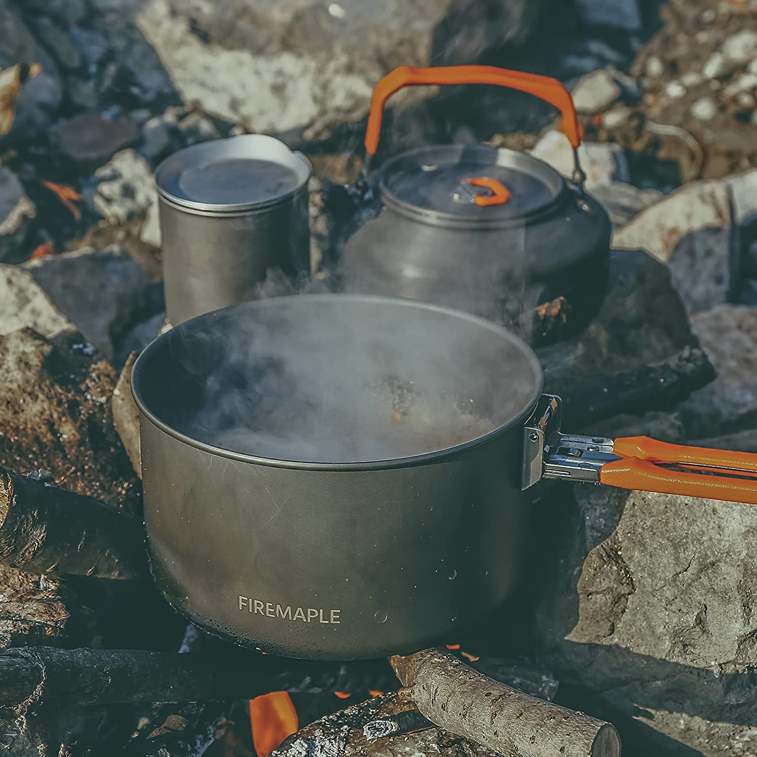 Fire-Maple Feast Series Camping Cookware Set | Outdoor Cooking Set with Pot, Kettle, Pan, Bowls and Spatula | Premium Construction | Ideal Mess Kit for Backpacking, Hiking, Car Camping and Emergency Use image number 5