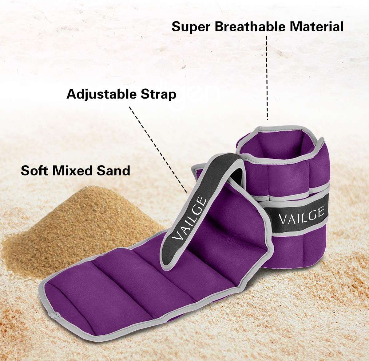 Ankle Weights Adjustable Leg Weights for Fitness Jogging Walking Exercise, Ankle Weights Women Men 0.5KG - 3KG, Black Grey Pink Blue Purple Wrist and Ankle Weights image number 6