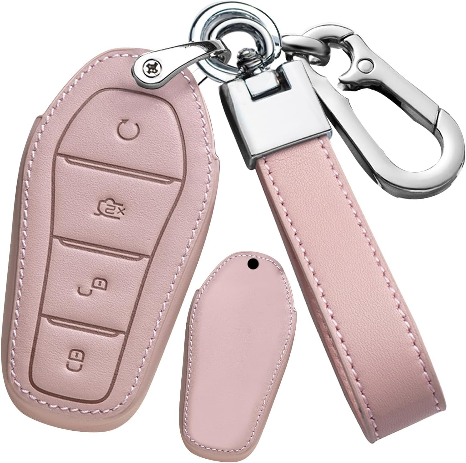 Ontto Leather Car Key Fob Cover Fit for BYD Atto 3 Dolphin Seal U-Dm-I Sealion 7 Sealion 6 Shark 6 Key Case Holder Shell Key Chain Keyring Protector Car Styling Accessories Black 1