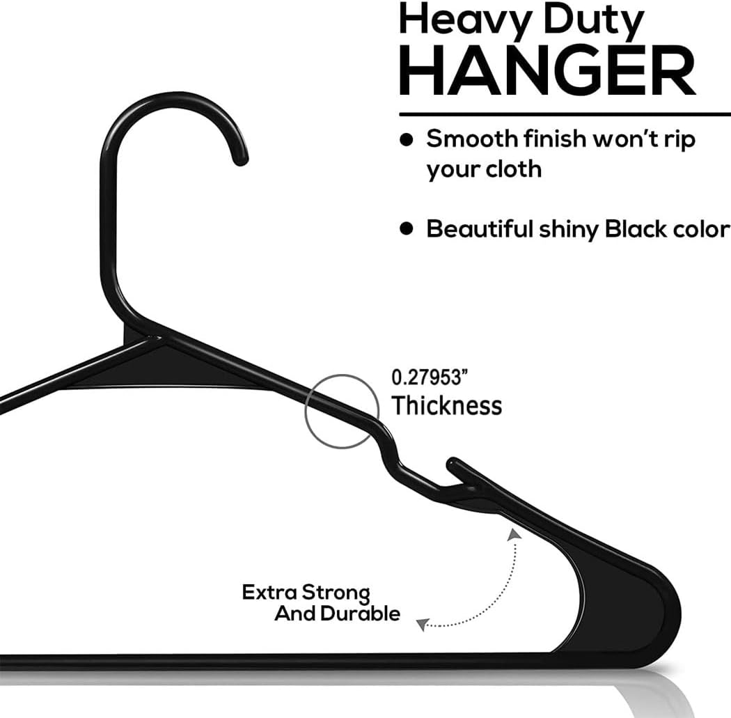 Idopick Plastic Clothes Hangers, 60 Pack Non-Slip Suit Clothes Hangers Space Saving for Coats, Shirt Dress, Tie, Pants & Closet Organizer,Black (Black) - White image number 4