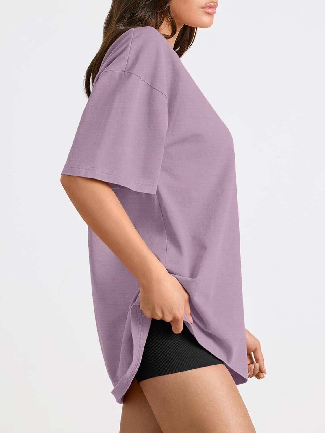 LILLUSORY Womens Tops Oversized Tshirts Short Sleeve T Shirt Workout Gym Clothes 2025 image number 7