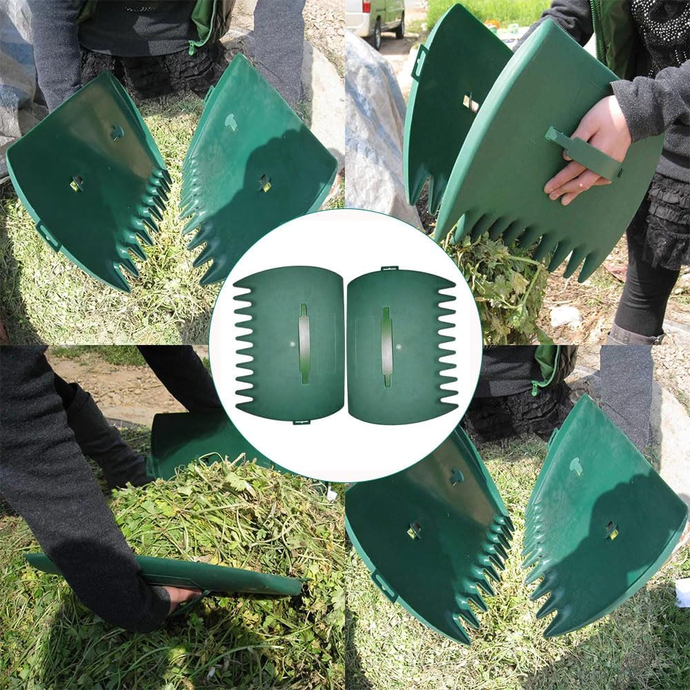 2-Pack Handheld Leaf Grabbers, Plastic Garden Rake Tools for Yard Cleanup, Lawn and Garden Hand Rakes for Collecting Leaves, Grass and Yard Debris