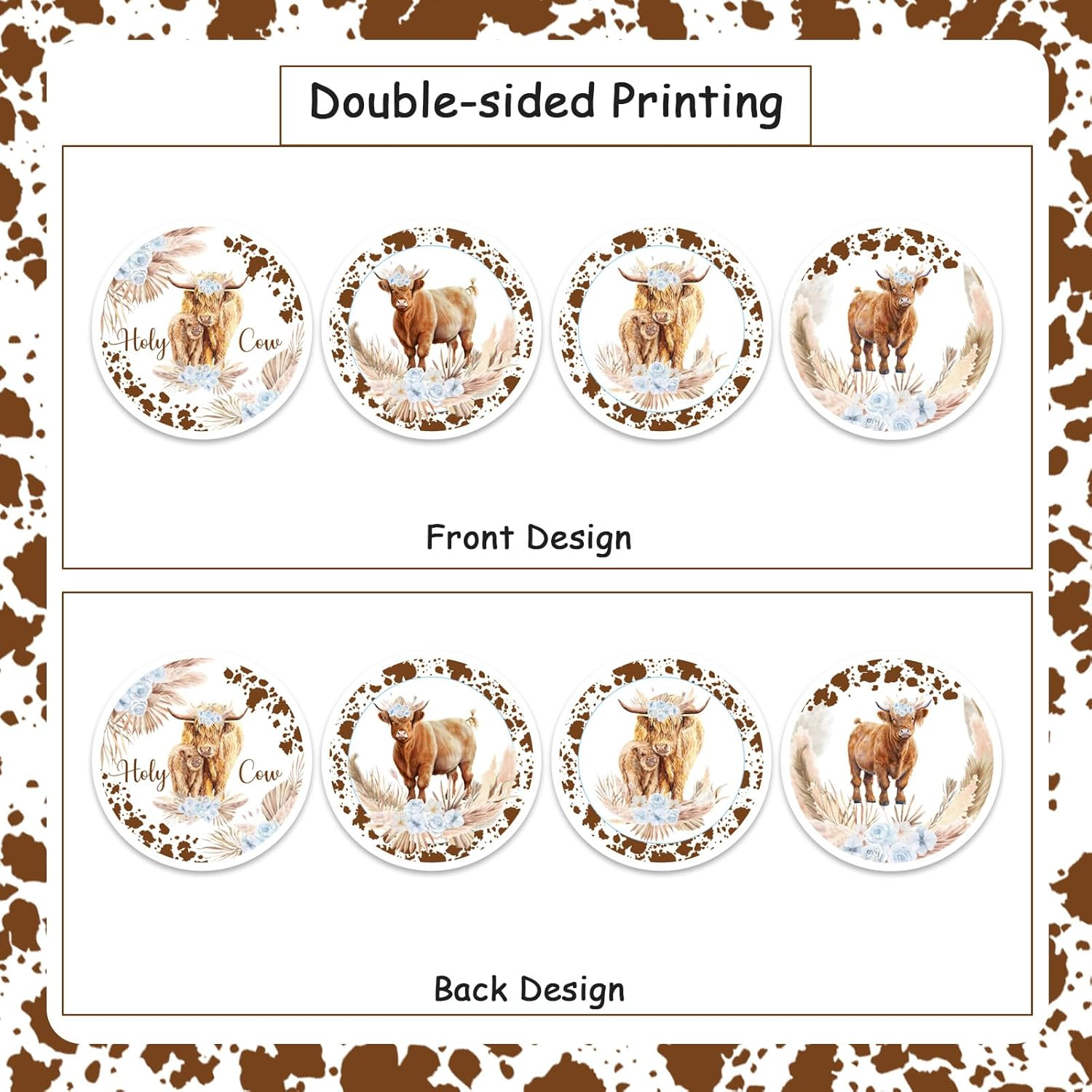 36Pcs Highland Cow Cupcake Toppers Blue for Boys Highland Cow Baby Shower Decorations, Highland Cow Birthday Party Supplies