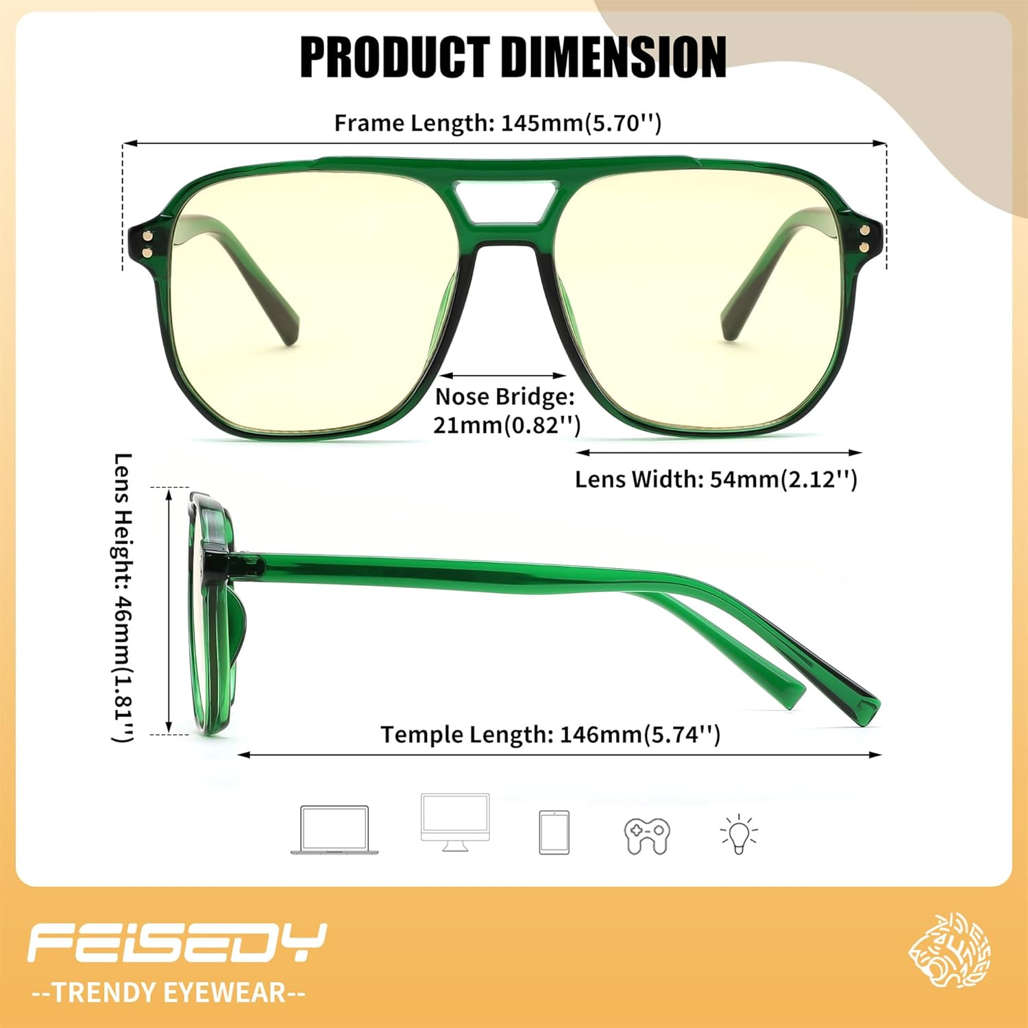 FEISEDY Blue Light Blocking Glasses for Women Men Fashion Computer Eyeglasses anti Eyestrain BLBG2835 image number 6