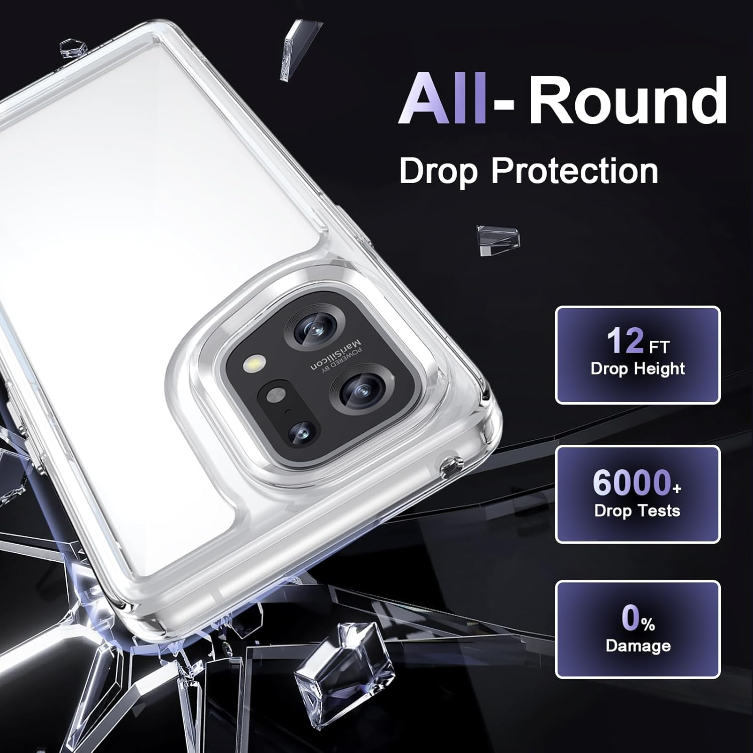 Liisooka Case for OPPO Find X5, Military Grade Drop Protection Phone Case, Yellowing Resistant, Anti-Scratch Hard PC Back, Shockproof Hard Ultra-Thin Protective Cover, Clear image number 4