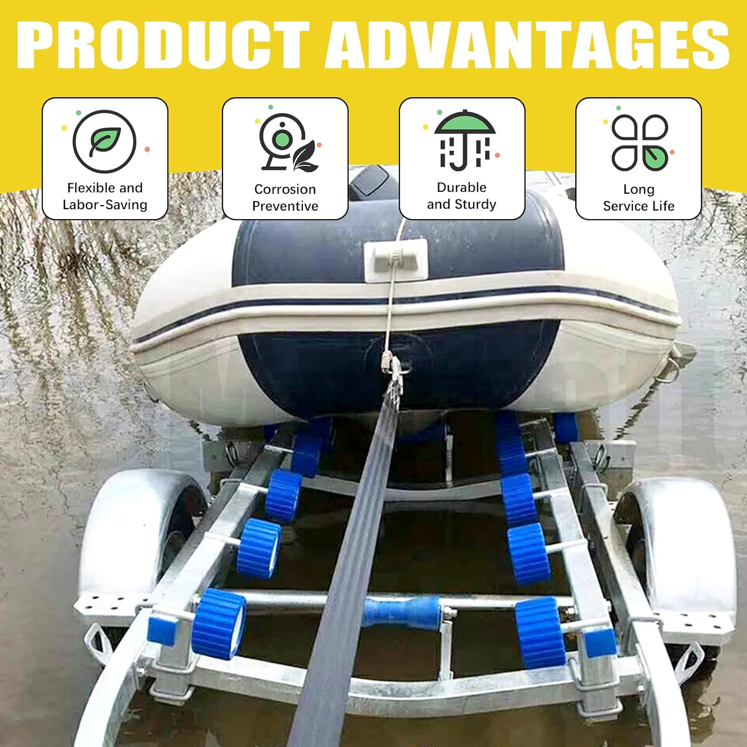 20 Feet Trailer Winch Strap with Safety Snap Hook Breaking Strength Heavy Duty Boat Winch Strap, Marine Boat Winch Strap, Trailer Strap Replacement for Towing Vehicles Boats Trailer image number 1