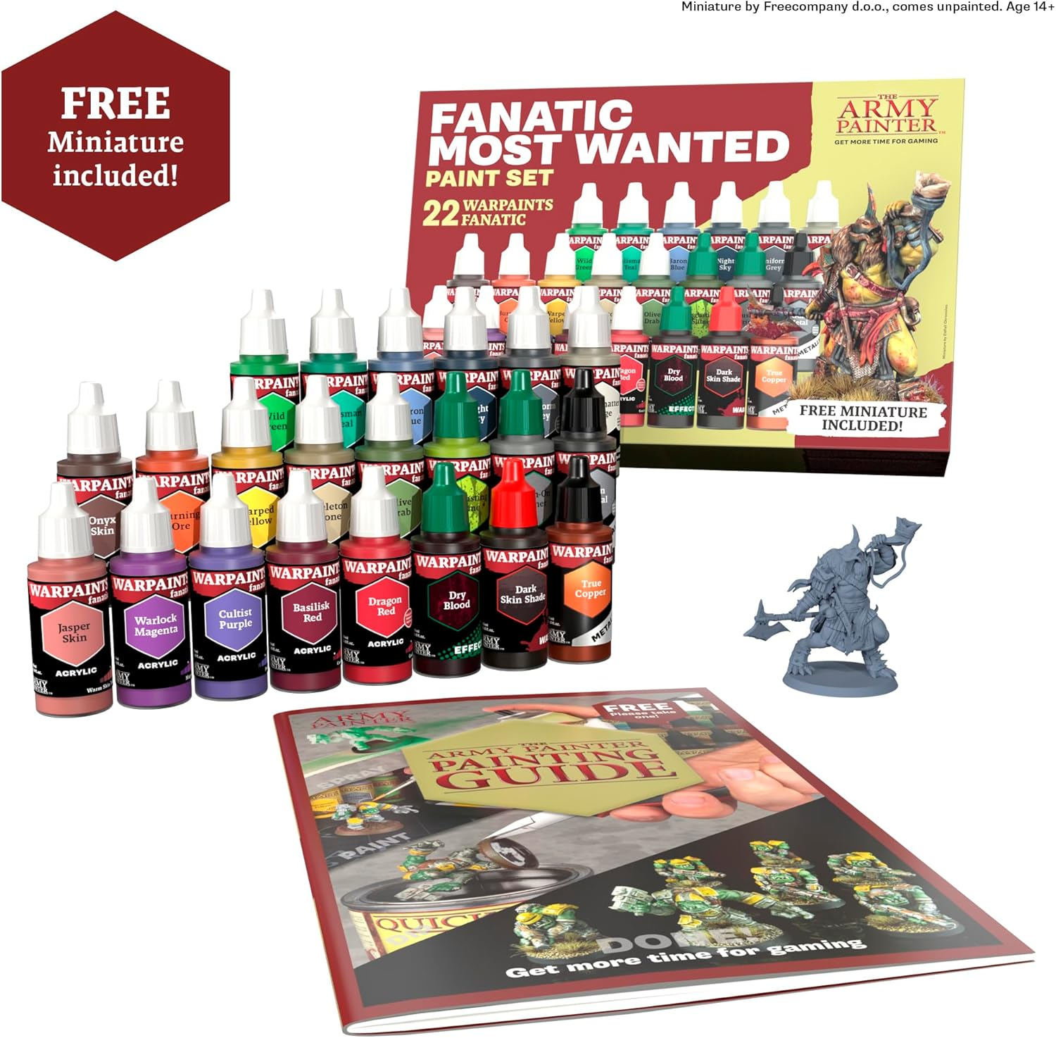 The Army Painter, Warpaints Fanatic Most Wanted Paint Set, 22 X 18Ml Acrylic Paint Incl. Skin Tones, Metallics, Effects, 1 Wash, Primer & 1 Miniature - Miniature Paint for D&D & Warhammer Miniatures image number 4