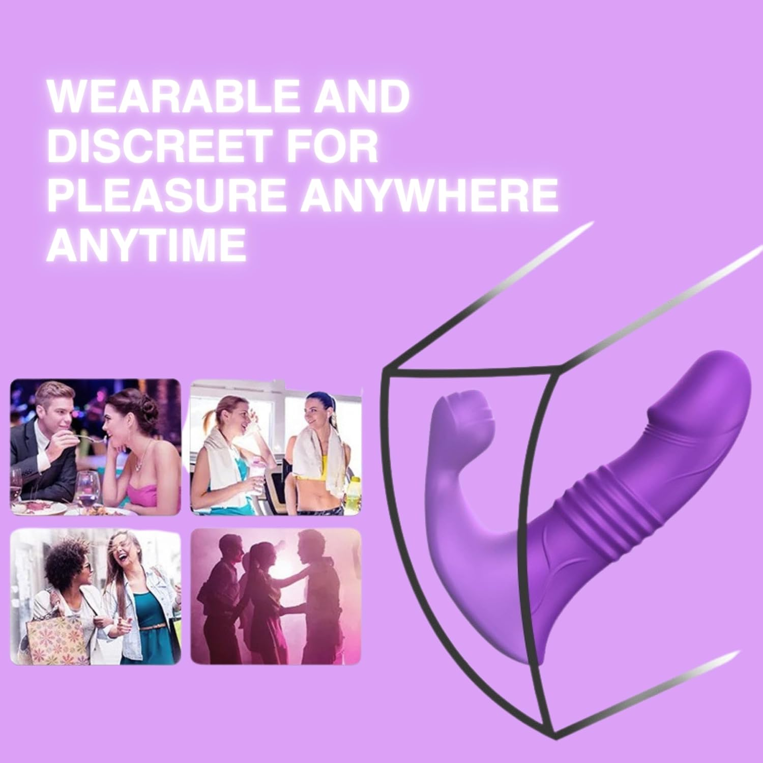 PLEASURE PULSE Thrusting Wearable G Spot Panty Vibrator Dildo Adult Sex Toys for Women, Men & Couples, Dual Motor App & Remote Control Long Distance Fun, Rose Clitoral Stimulation, Prostate Massager image number 4