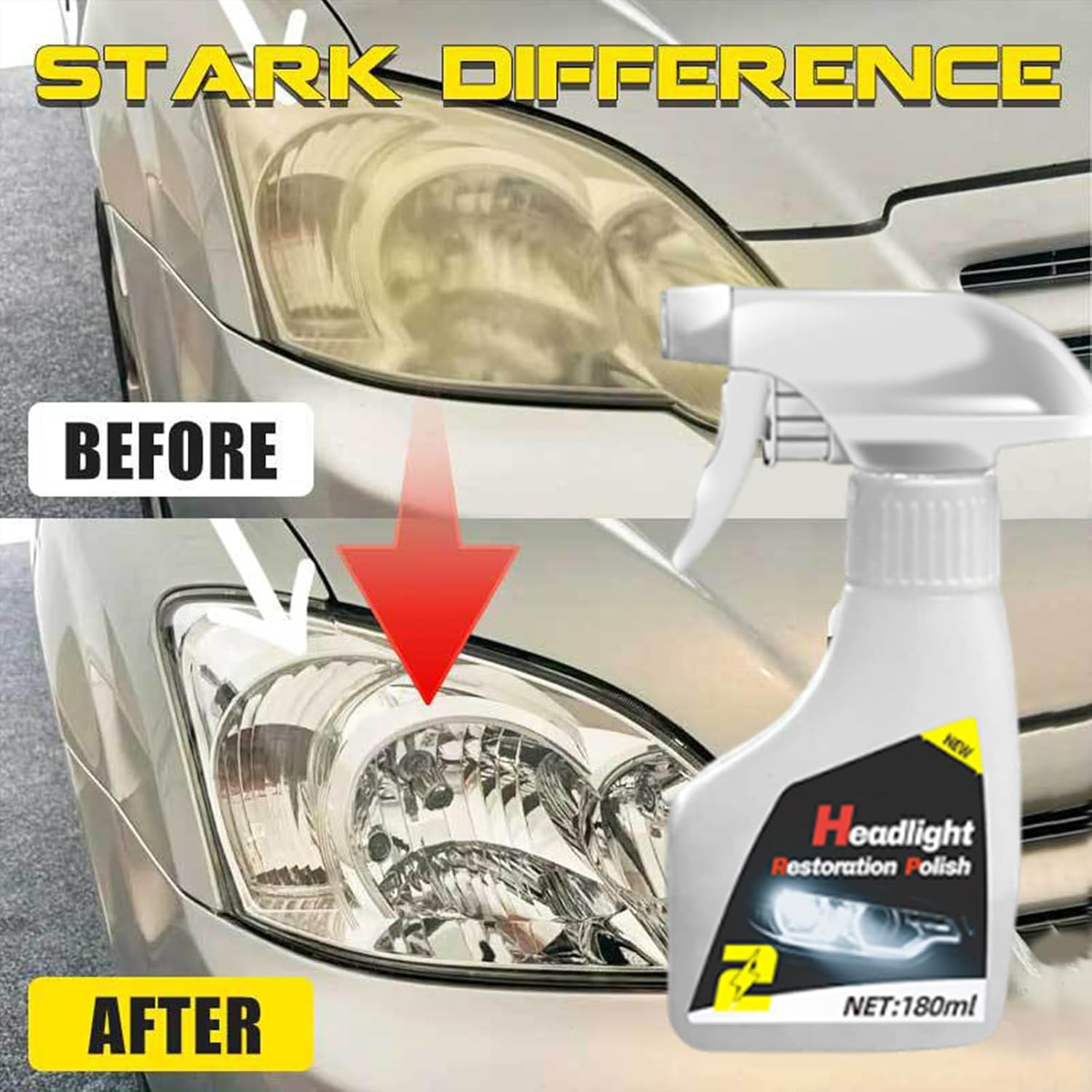 Rukjmqi Headlight Cleaner | 10Ml Coating Liquid 180Ml Headlight Scratch Repair Cleaner,Long-Lasting Repair Restorer for Refurbishment Driver RV SUV Care Maintenance Vehicle Safe Driving Road Trip image number 3