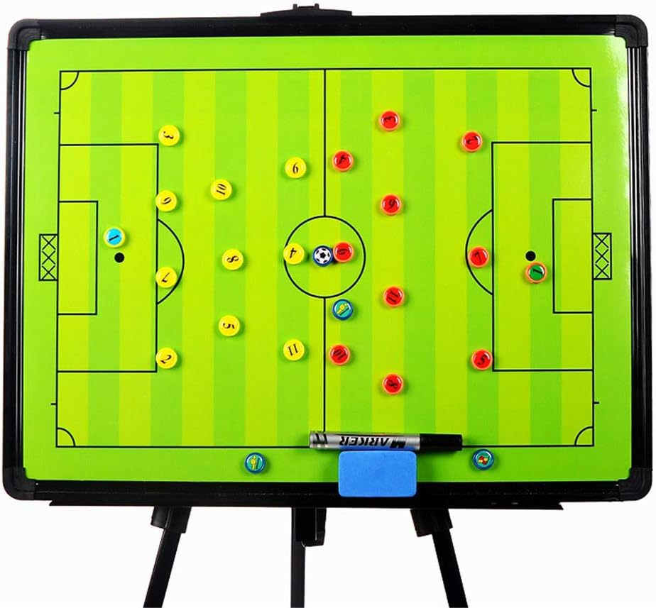 Joyeee Extra Large Magnetic Coaching Board, XXL Soccer Tactics Board with Tripod Stand, Magnet, Pen, Dry Eraser and Carrying Bag, Full Football Pitch Layout Training Equipment 23.6 X 17.7 Inch image number 1