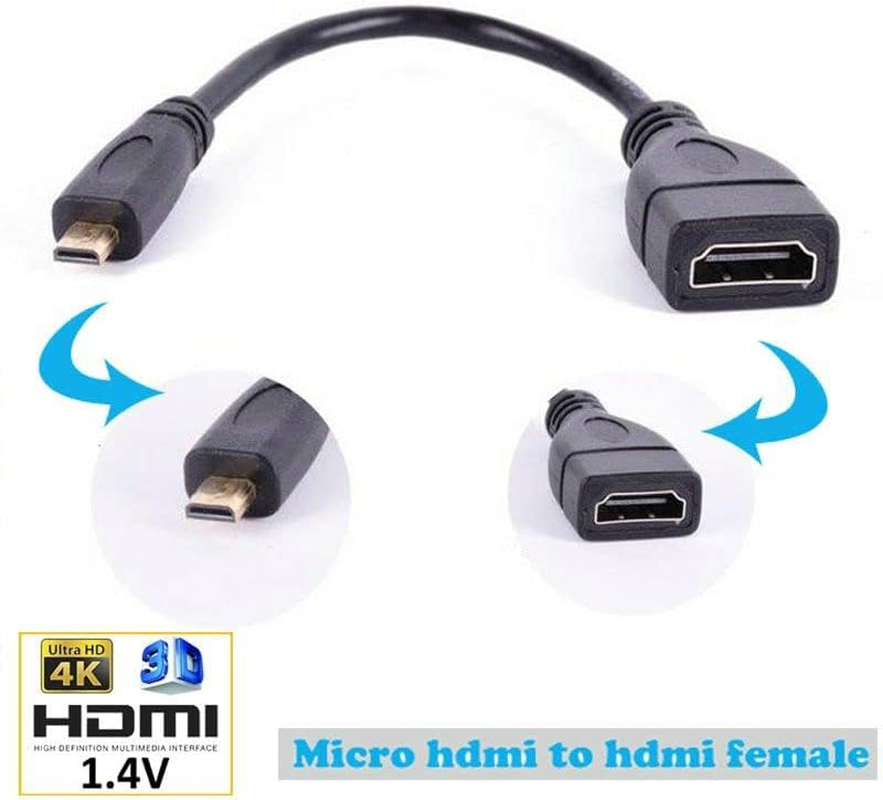 Chenyang Micro HDMI Male to HDMI Female Adapter Short Cable 10Cm for XOOM Droid X HDTV 4K 1080P