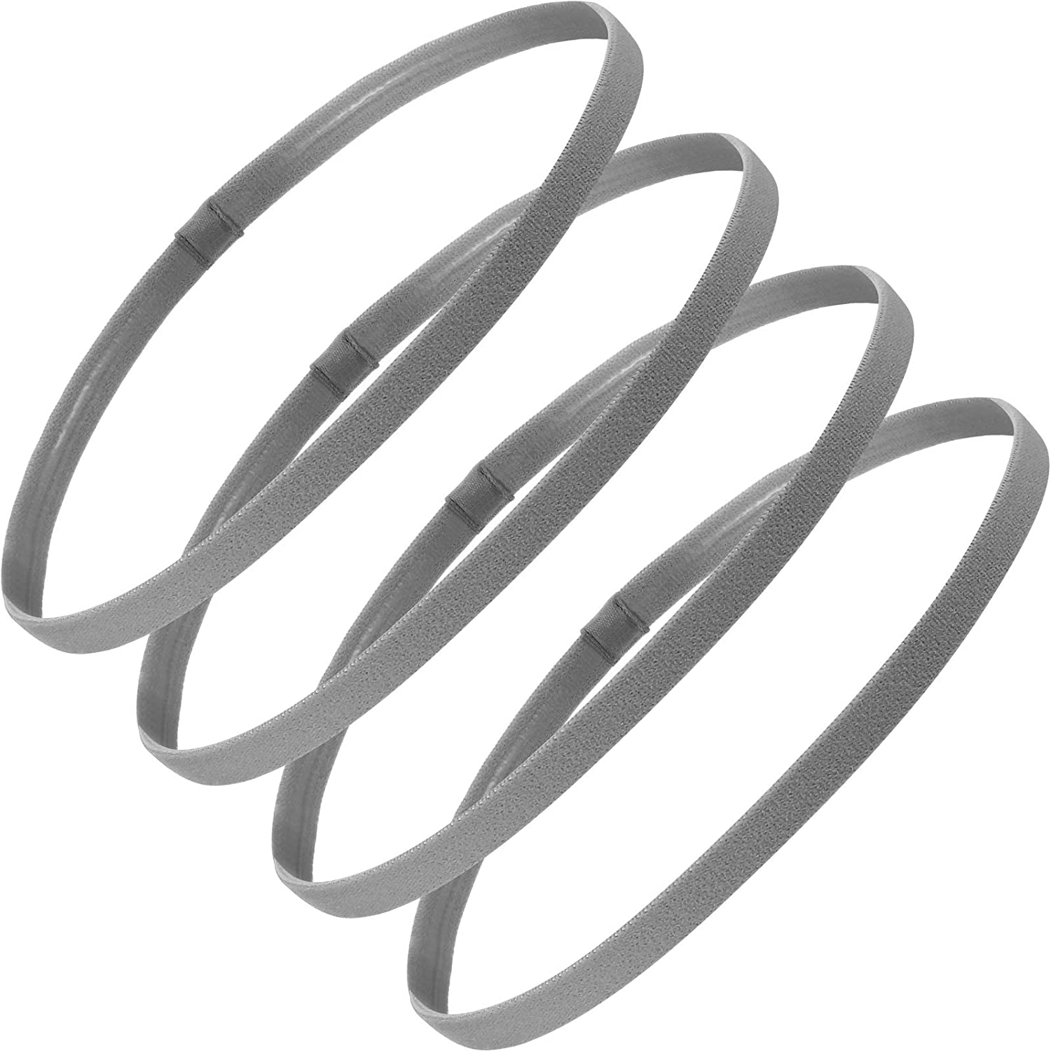 4 Pieces Elastic Sports Headbands Thick Non-Slip Hair Bands for Women and Men (Grey, Black) image number 5