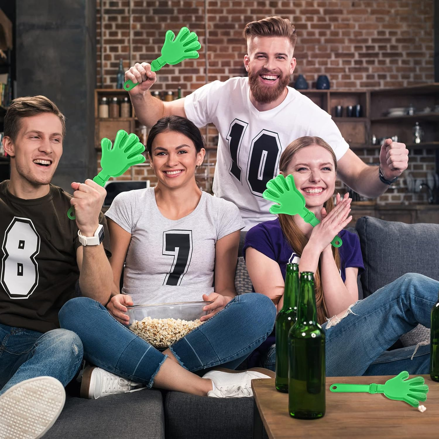 ZCYSRLQIN 12 Pcs Lime Green Hand Clappers 7.5 Inch Clappers Noisemakers Noise Makers Party Favors Plastic Clapper Sporting Events Cheers Ball Dance Basketball Football Noisemakers（Lime Green） image number 3