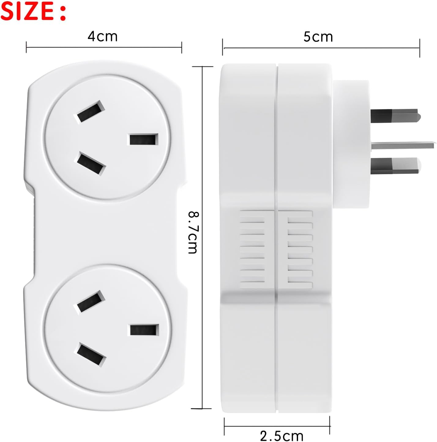 3PCS Double Power Outlet Extender, 2 Way Socket Extension, 1-To-2 Grounded Outlet Extender, Multi Plug Outlet, Cruise Ship Accessories Home Office Bedroom, White image number 3
