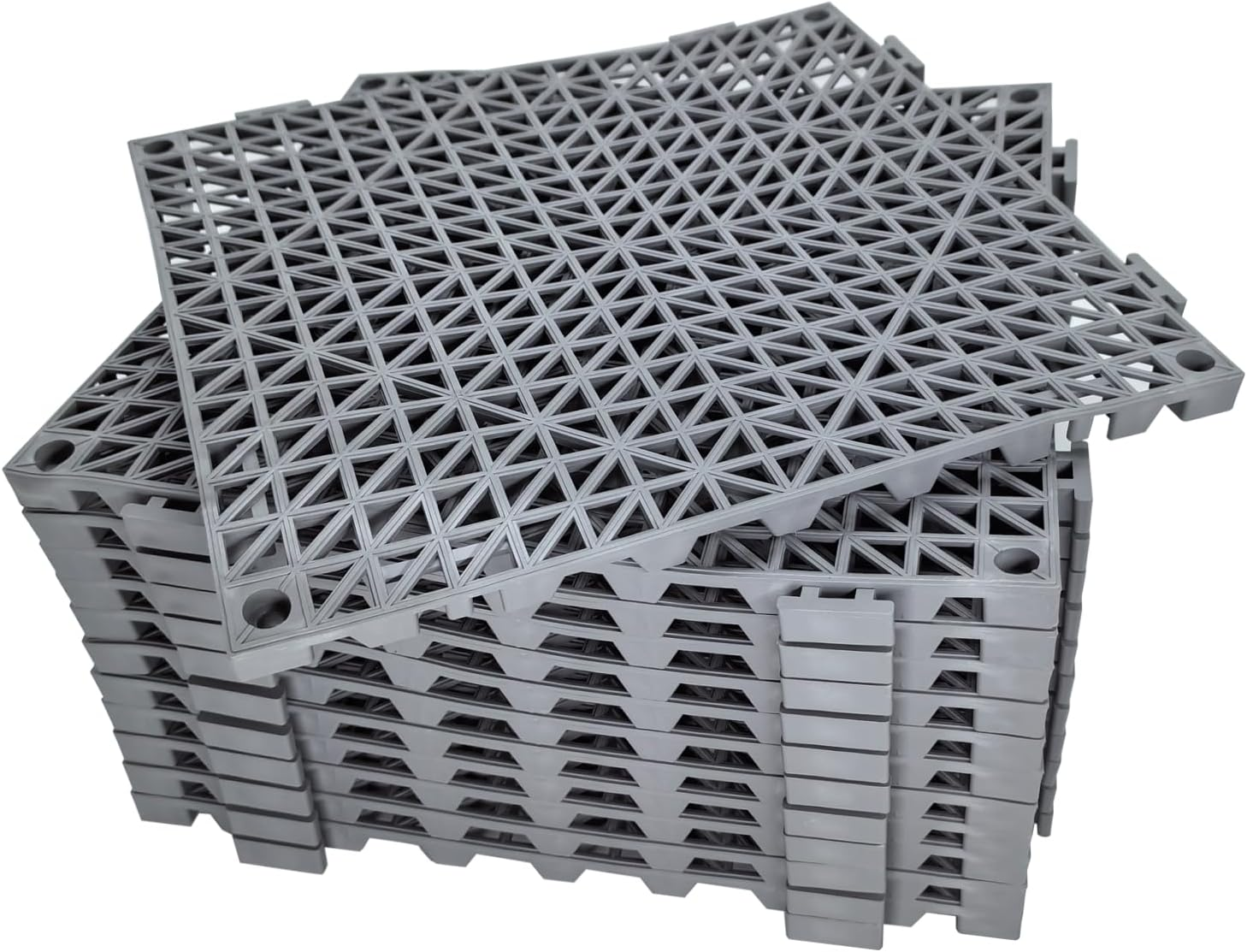 Modular Interlocking Cushion 30 X 30CM 12PCS Interlocking Rubber Floor Drain Holes Non-Slip Splicing Drainage Mats for Deck, Shower, Kitchen, Drain Pool, Sauna Bath, Indoor Outdoor,Black.