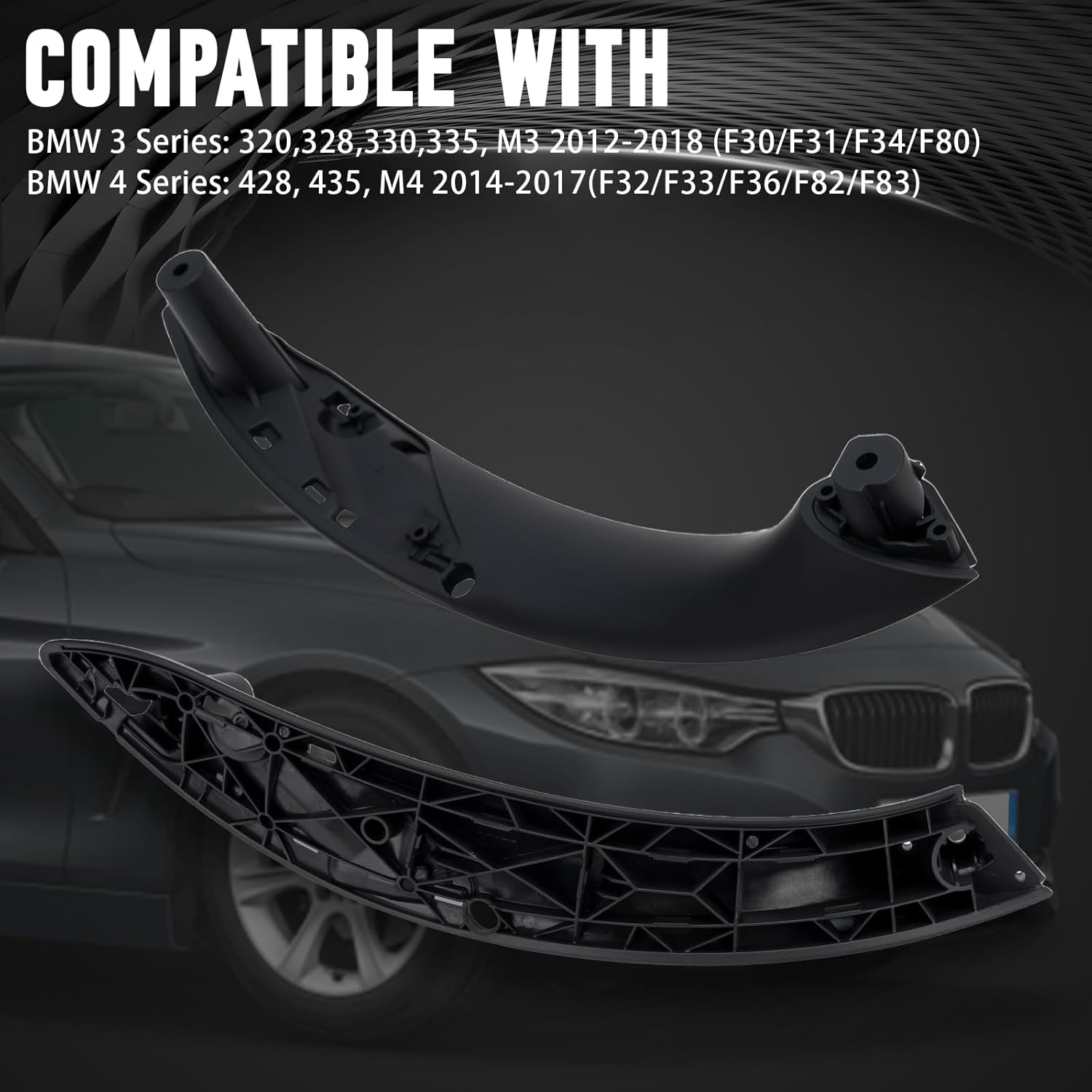 WEILEITE Front Right Passenger Side Interior Inner inside Door Pull Handle Grab Fit BMW 320,328,330,335,M3 F30/F31/F34/F80 3 Series 2012-2018 and 418,420,428,430,435,M4 F32/F33/F36/F82/F83 4 2014-2017