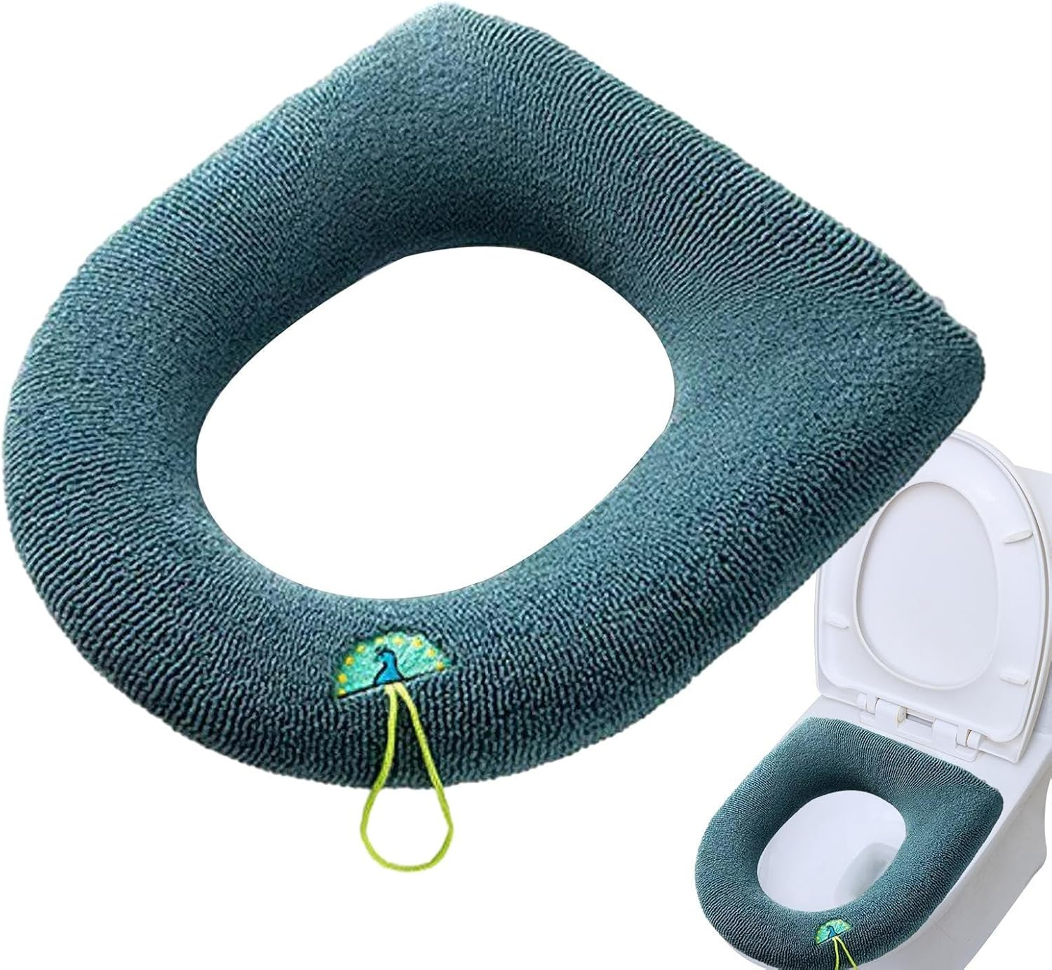 Toilet Seat Covers for Warmth | Bathroom Soft Thicker Warmer with Lifter,Stretchable Washable Fabric, Easy Installation Soft Warmer Cushion for Use Pochy