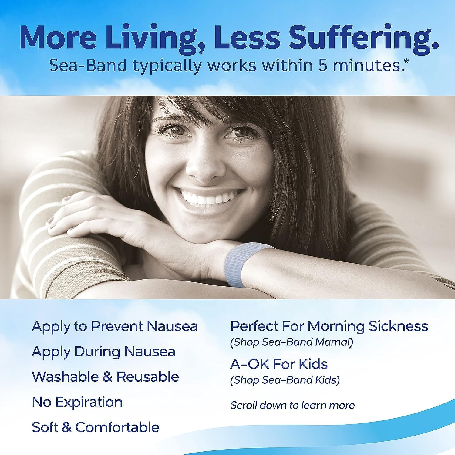 Sea-Band Wristband, Adult, Colors May Vary, 1 Pair, Anti-Nausea Acupressure Motion or Morning Sickness, 2 Count (Pack of 1) image number 2