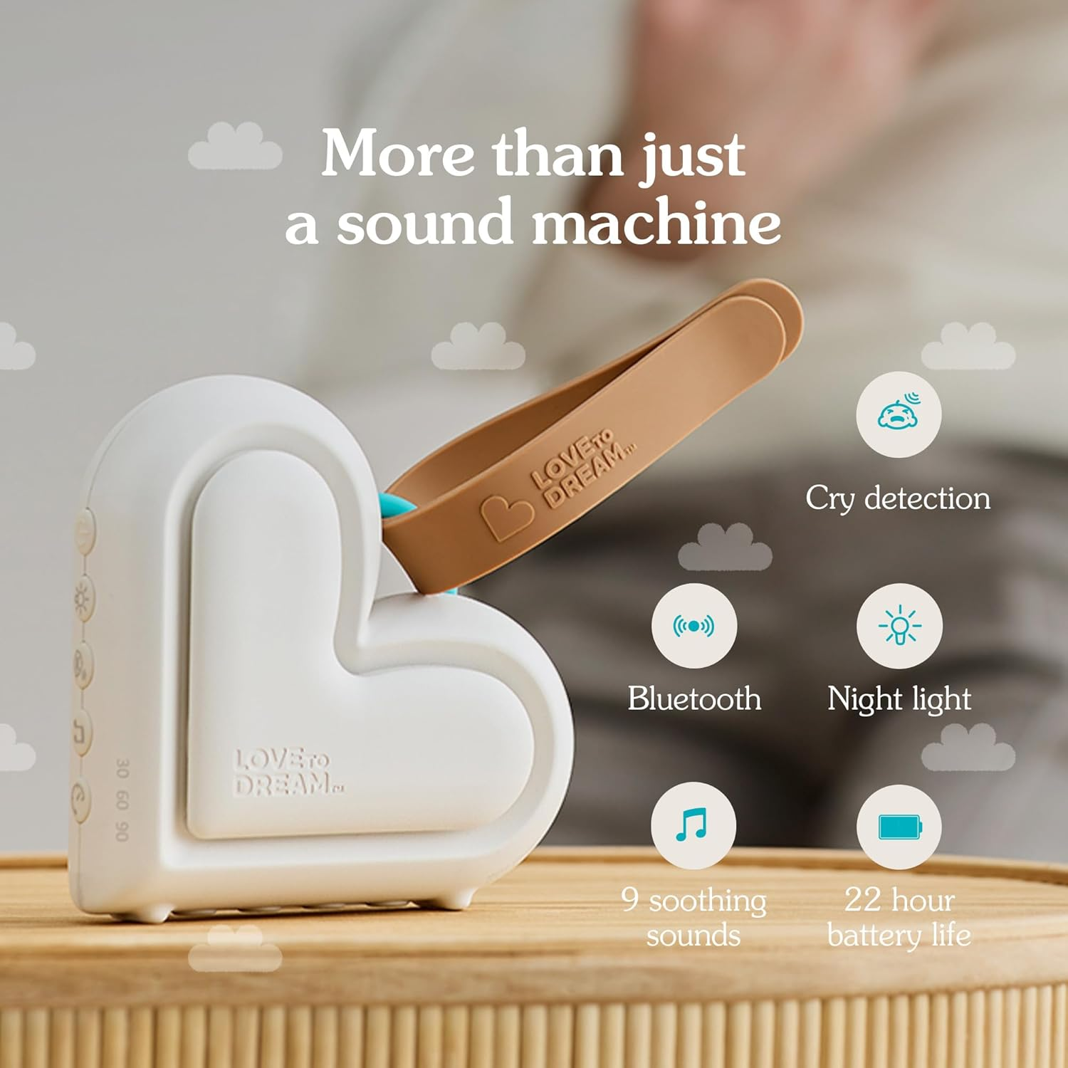 Love to Dream Sleep Machine | Baby White Noise Machine for Sleeping and Relaxing | Noise Therapy with 9 Soothing Infant Sleep Sounds and Baby Night Light | Portable Sound Machine image number 3