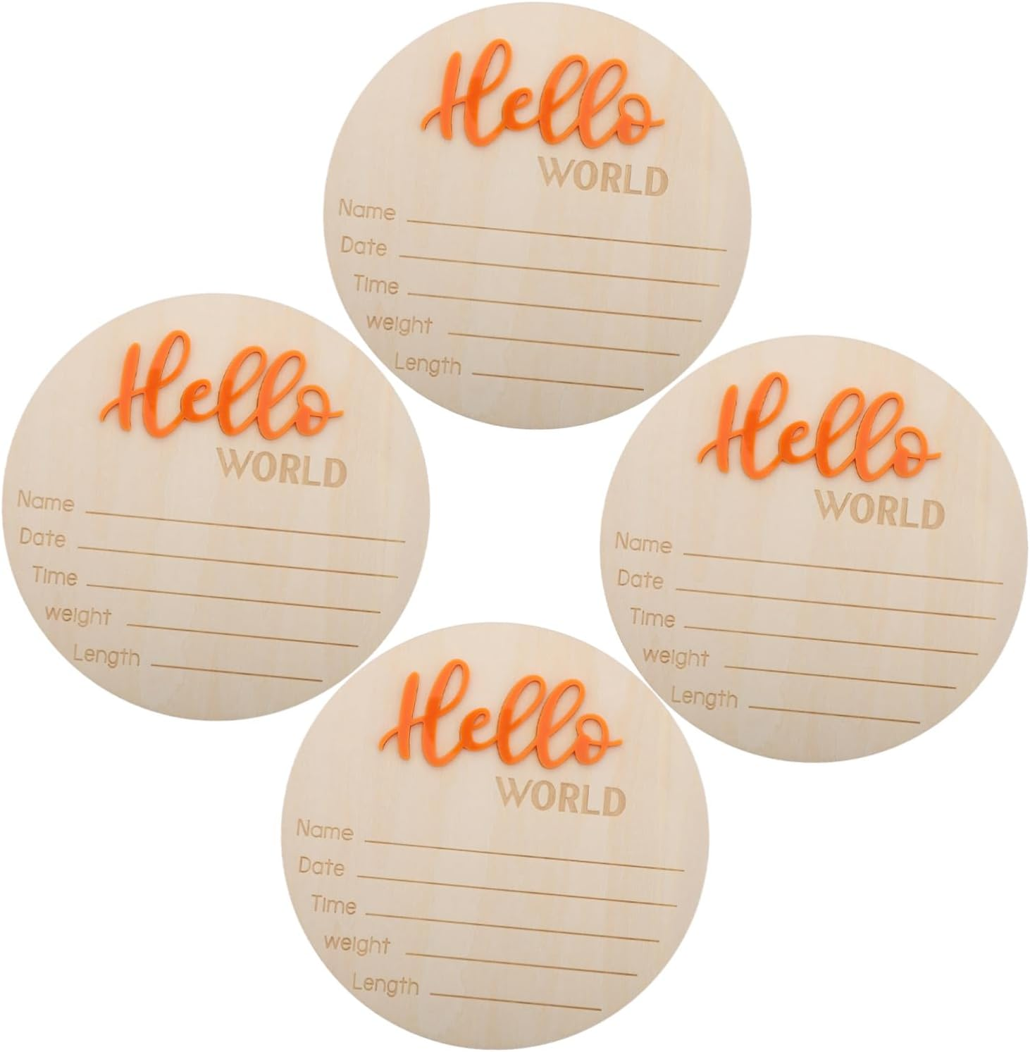 HANABASS Wooden Birth Sign Card Newborn Announcement Prop Wooden Circles Discs for Boy Girl Arrival Photo Props