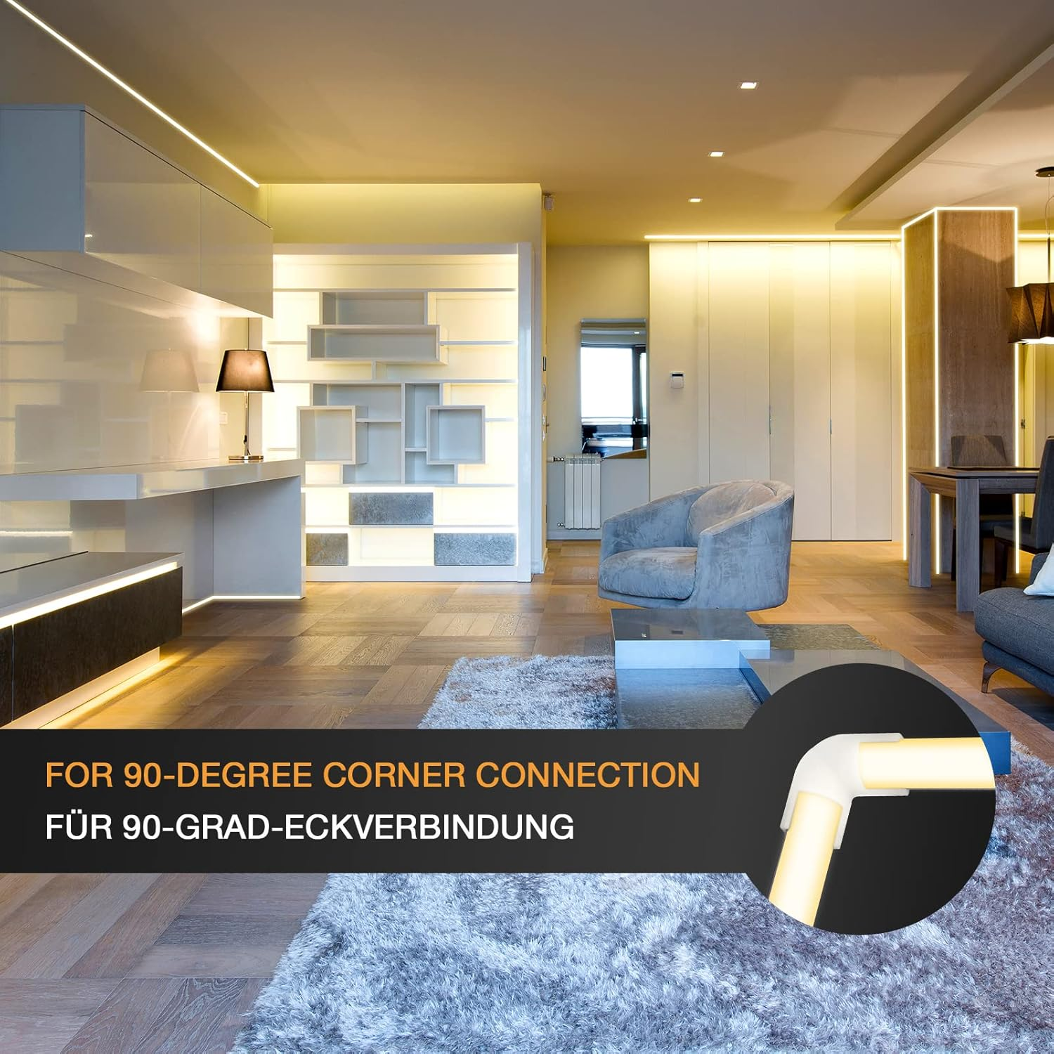 HOMMAND 90 Degrees Corner Connector 10 Pcs, LED Profile Corner Connectors, 90 Degrees LED Channel Corner Connectors for V Shape LED Aluminium Profile, Screws Included image number 1