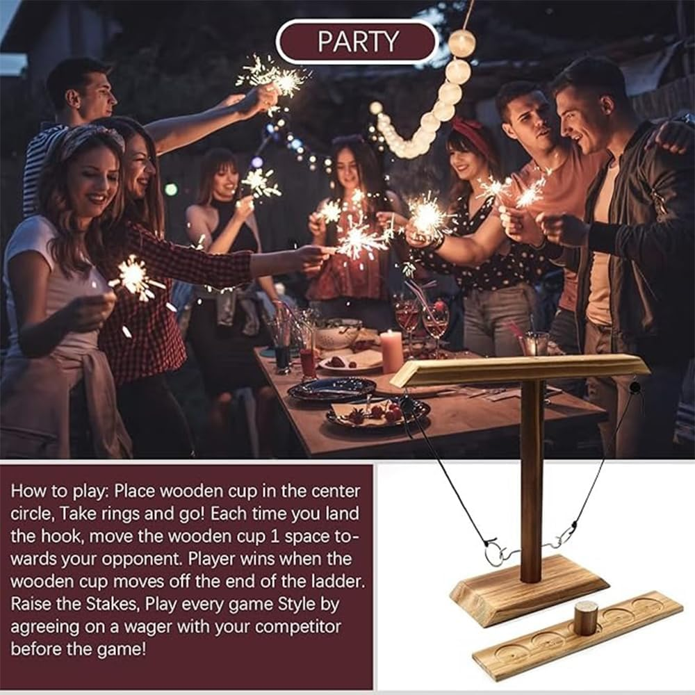 Hook and Ring Game, Ring Toss Game for Adults, Indoor and Outdoor Rings Games, Yard Games, Wooden Rings Hook Tossing Games, Table Gamies, Interactive Family Board Games for Family Game Night image number 1