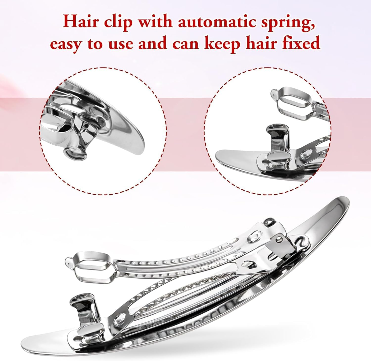 Glossy Long Oval Barrettes, 2Pcs Glossy Long Oval Barrettes Simple Hair Clips,Glossy Long Oval Barrette Hair Clip,Glossy Long Oval Hair Barrettes Metal Hair Clip,Metal Glossy Long Oval Hair Barrettes