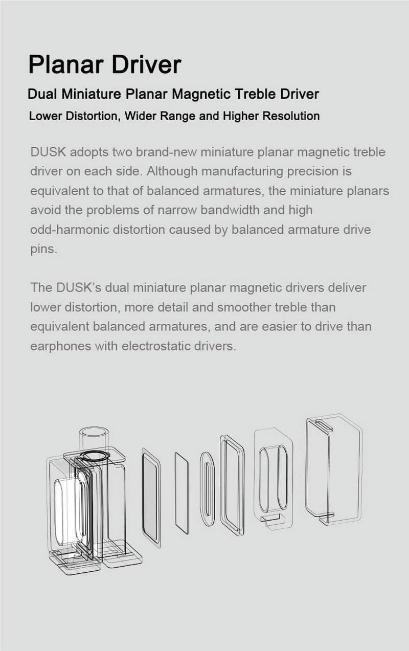 Moondrop X Crinacle Dusk Iems 2Dd+2Ba+2Planar Earphones with 0.78 2 Pin 3.5Mm/Usb-C Plug image number 3