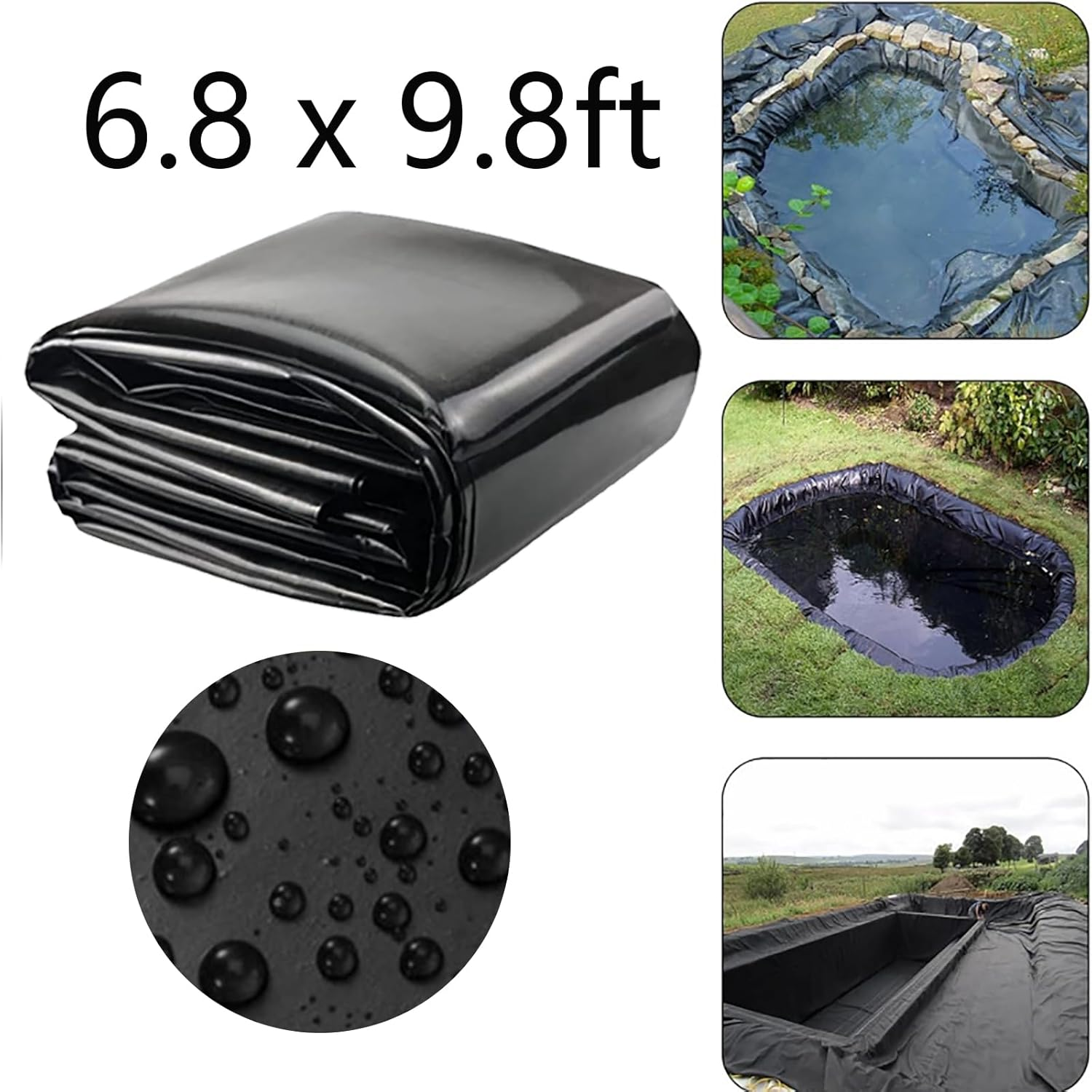 Pond Liner 6.8 X 9.8Ft, Large Fish Garden Reinforced and Enhanced Liner for Landscape, Aquaculture, Streams, Fountain image number 1