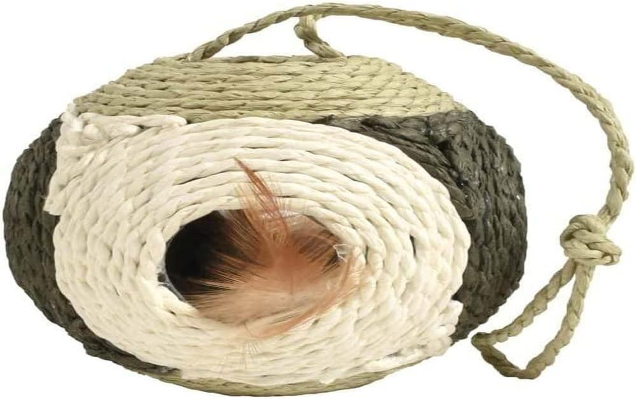 Bobby Facette Cat Ball, Scratching Post Game Made of Recycled Rope, with Balls and Feathers, for Hanging, Green, 10 Diameter - 30 Cm image number 1
