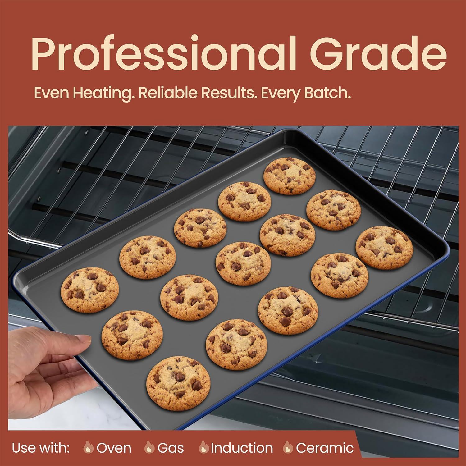 Bakken 8-Piece Ceramic Coated Bakeware Sets, Nonstick Aluminized Steel Pans with Muffin, Loaf, Cake, Roasting Pan, & Cooling Rack, Oven Safe up to 500&deg;F, Dishwasher Safe, BPA, PTFE & PFAS Free, Blue