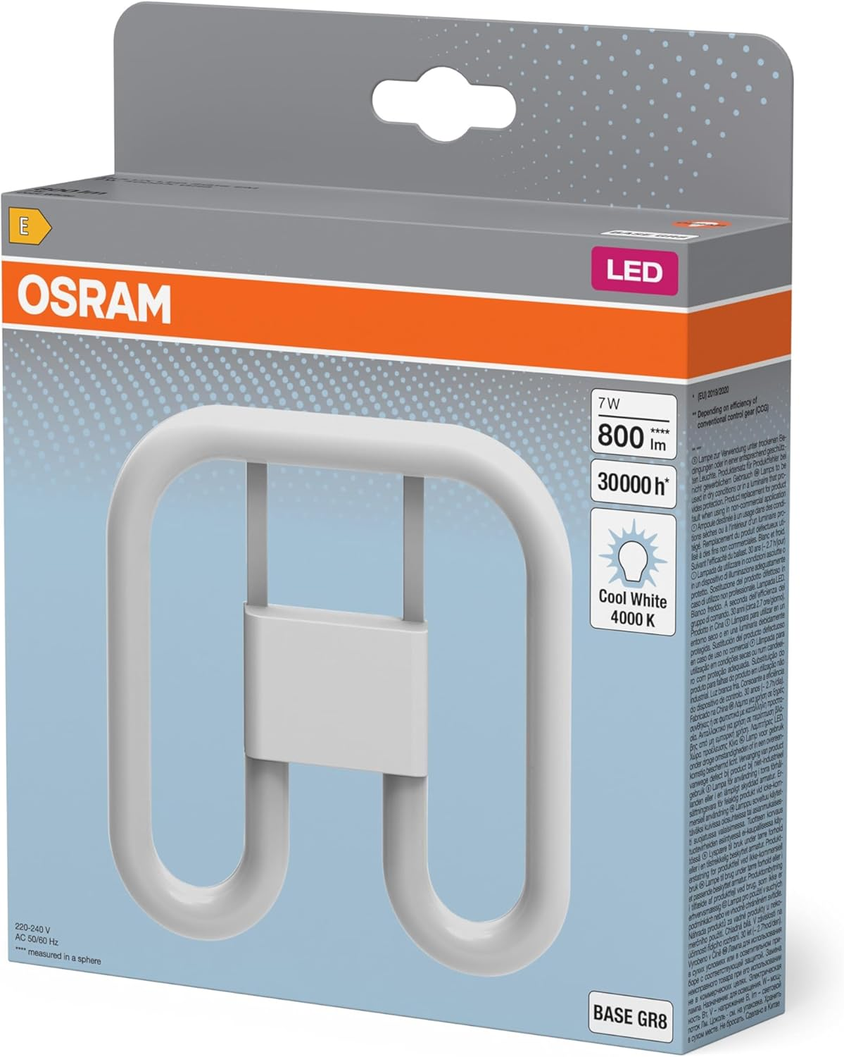 OSRAM DULUX LED Tube SQ16 GR8 7W Neutral White 800LM IP20 Compact Fluorescent Replacement for KVG Lights 2 Pin Base White Plastic 134Mm image number 3