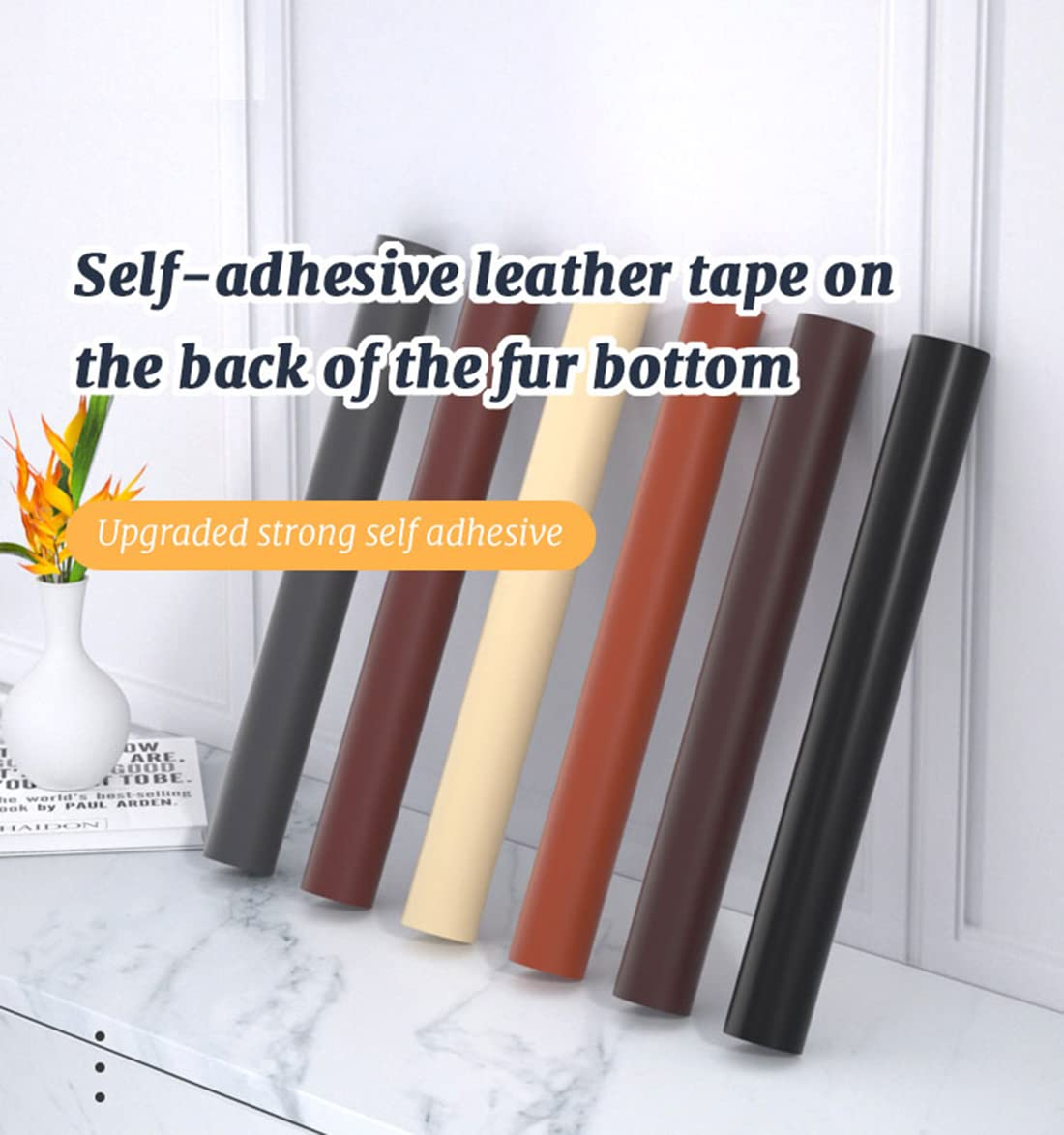 LEKEONE Large Leather Repair Patch, 17X60 Inch Leather Repair Tape Self,Repair Patch Self Adhesive Waterproof for Couches, Furniture, Kitchen Cabinets, Car Seats (Dark Brown, 17 * 60 Inch) - Dark Brown image number 2