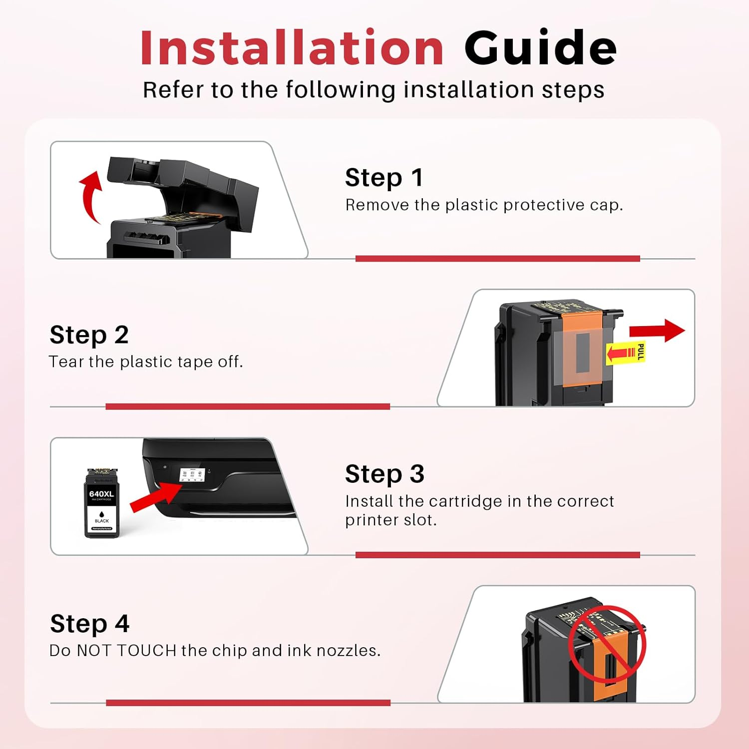 640XL PG640XL Black Ink Cartridge Replacement for 640XL Ink Compatible for MG2160 MG2260 MG3160 MG3260 MG3560 MG3660 MG4160 MG4260 MX376 MX396 MX436 MX456 MX476 MX516 MX526 (1 Black) image number 4