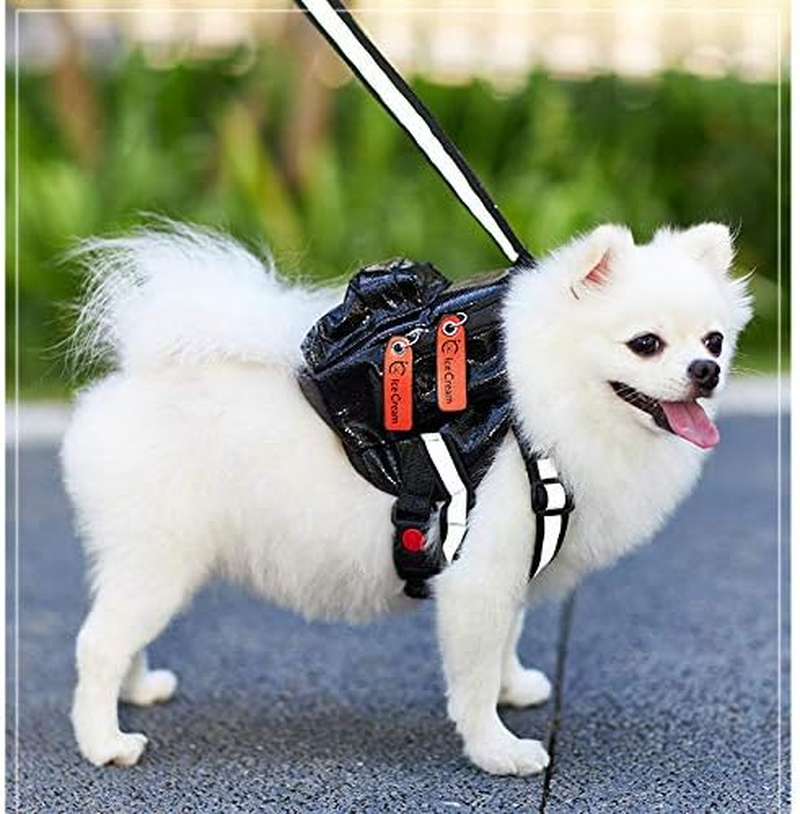 Icicecream Dog Backpack Harness with Leash Backpack for Dogs Adjustable Dog Pack Reflective Strips Night Safe Outdoor Travel Hiking Walking Harness Backpack for Small Medium Dogs image number 4