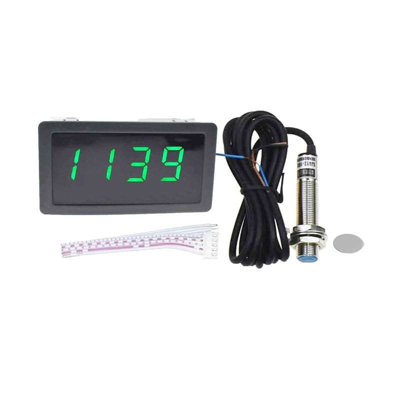 2PCS Green Digital LED Tachometer RPM Speed Meter AC 110V 220V Digital Motor Tachometer with Hall Proximity Switch Sensor NPN image number 2
