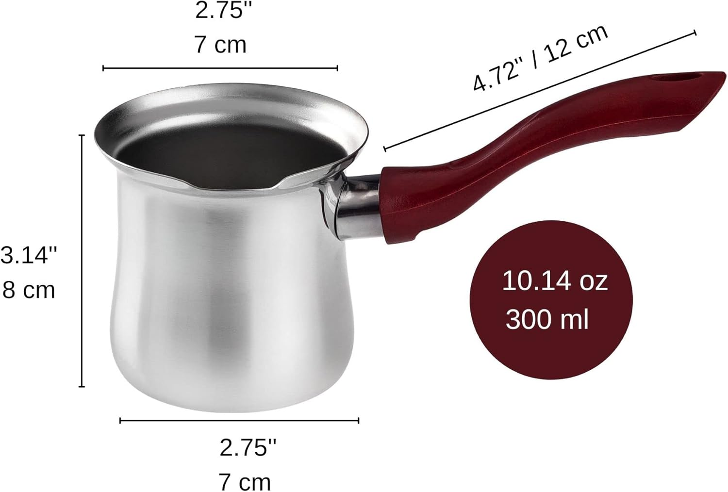 DESTALYA Turkish Coffee Pot Stainless Steel | Ibrik Cezve Briki Arabic Greek Pot, Butter Chocolate Milk Warmer, Sauce Maker | Small Hot Pot with Spout for Stove Top (Coffee Pot Red)
