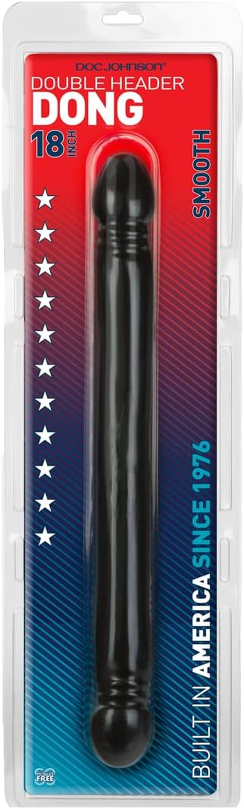 Doc Johnson Classic - Smooth Double Header - 18 Inch - Double-Sided Dildo - Black