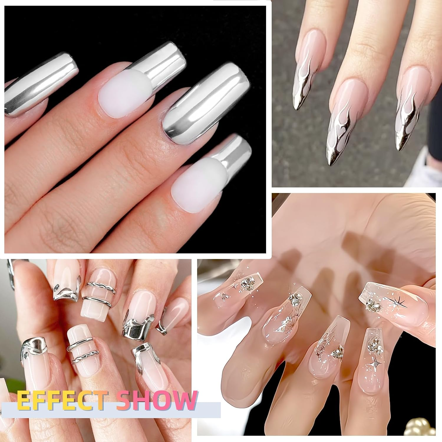 U-Shinein 8Ml Metallic Painting Gel, Silver Painted Nail Polish, 3D Metal Painting Drawing Mirror Nail Gel Polish Glossy (Ultra Mirror Silver) image number 1