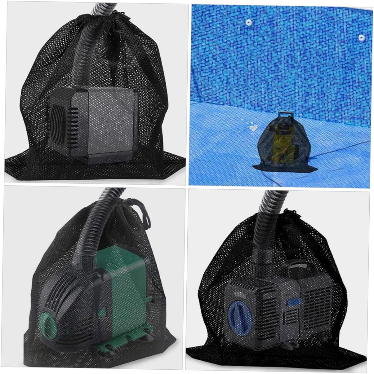 LALAFINA Large Drawstring Mesh Filter Bag for Pumps Outdoor Aquarium Protection Fine Polyester Barrier Media Bag for Clean Water Filtration image number 2