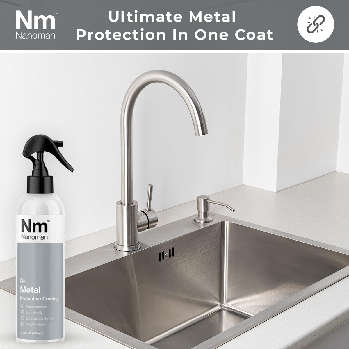 Stainless Steel & Metal Easy Clean Water & Stain Repelling Protective Coating Kit 125Ml (Nano Coating) with Pre Cleaner 250Ml and Cloths. Protects against Etching and Surface Degradation. Reduces Cleaning Time. Protects All Metal and Stainless Steel Surfaces.