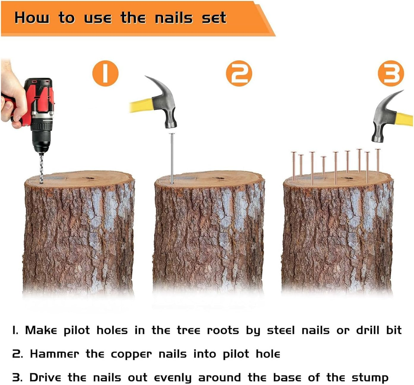Zicojia 3.5 Inch Pure Copper Nails Bulk Stump Removal Spikes Hardware Nails for Trees 25Piece image number 4