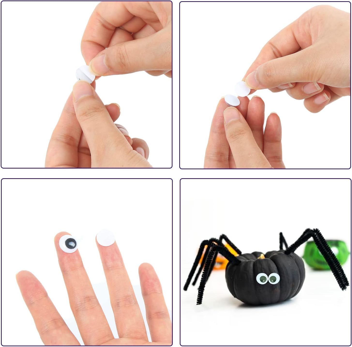 1280 Pack Wiggle Googly Eyes for Crafts - Self Adhesive Black White Plastic Eyes, Mixed Assorted Sizes Sticker for DIY Crafts Decoration image number 6