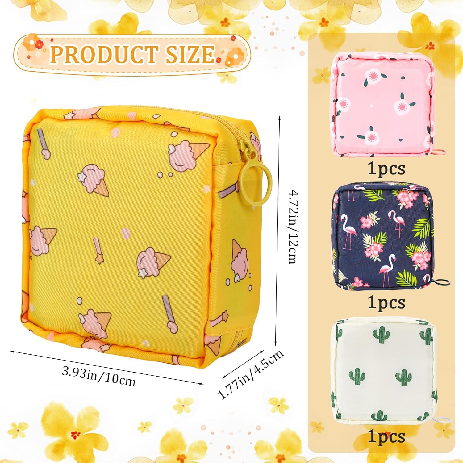 KALIONE 4Pcs Sanitary Napkin Pad Pouch, Period Bag Period Pouch,Tampon Storage Pouch, Portable Reusable Menstrual Pads Bags for Women Teen Girls, Tampons Holder, Pad Bag, Feminine Care - Set E (4Pcs) image number 4