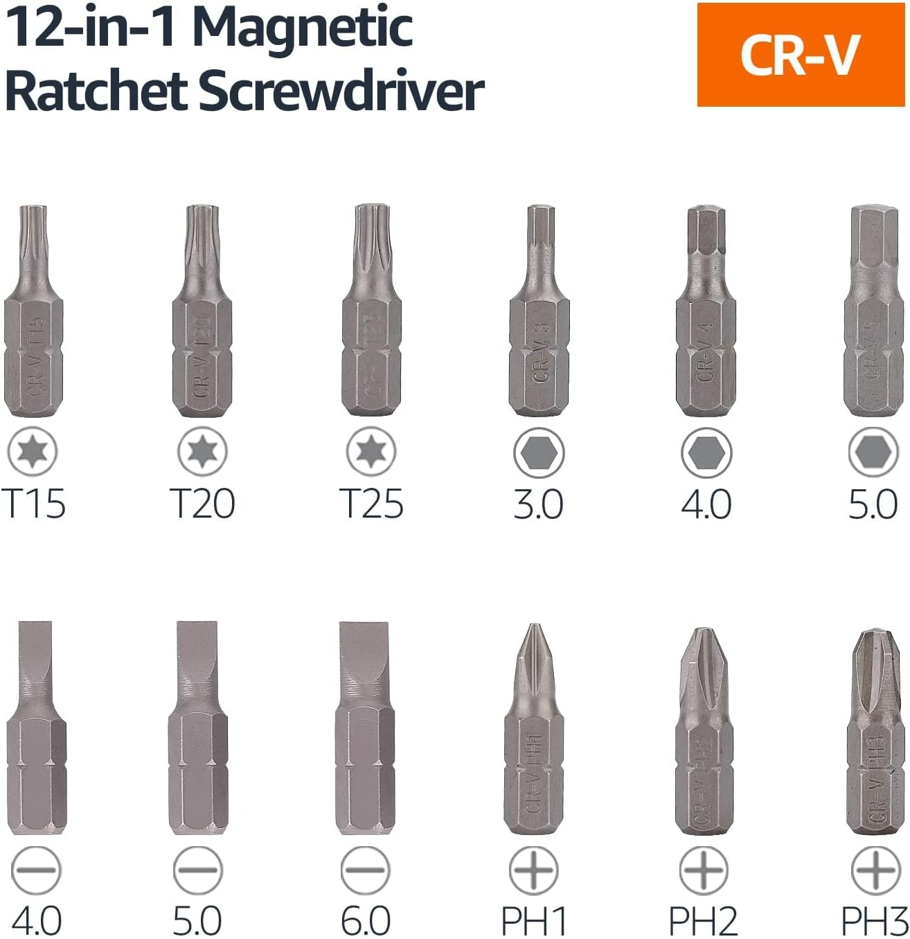 Amazon Basics 12-In-1 Magnetic Ratchet Screwdriver image number 1