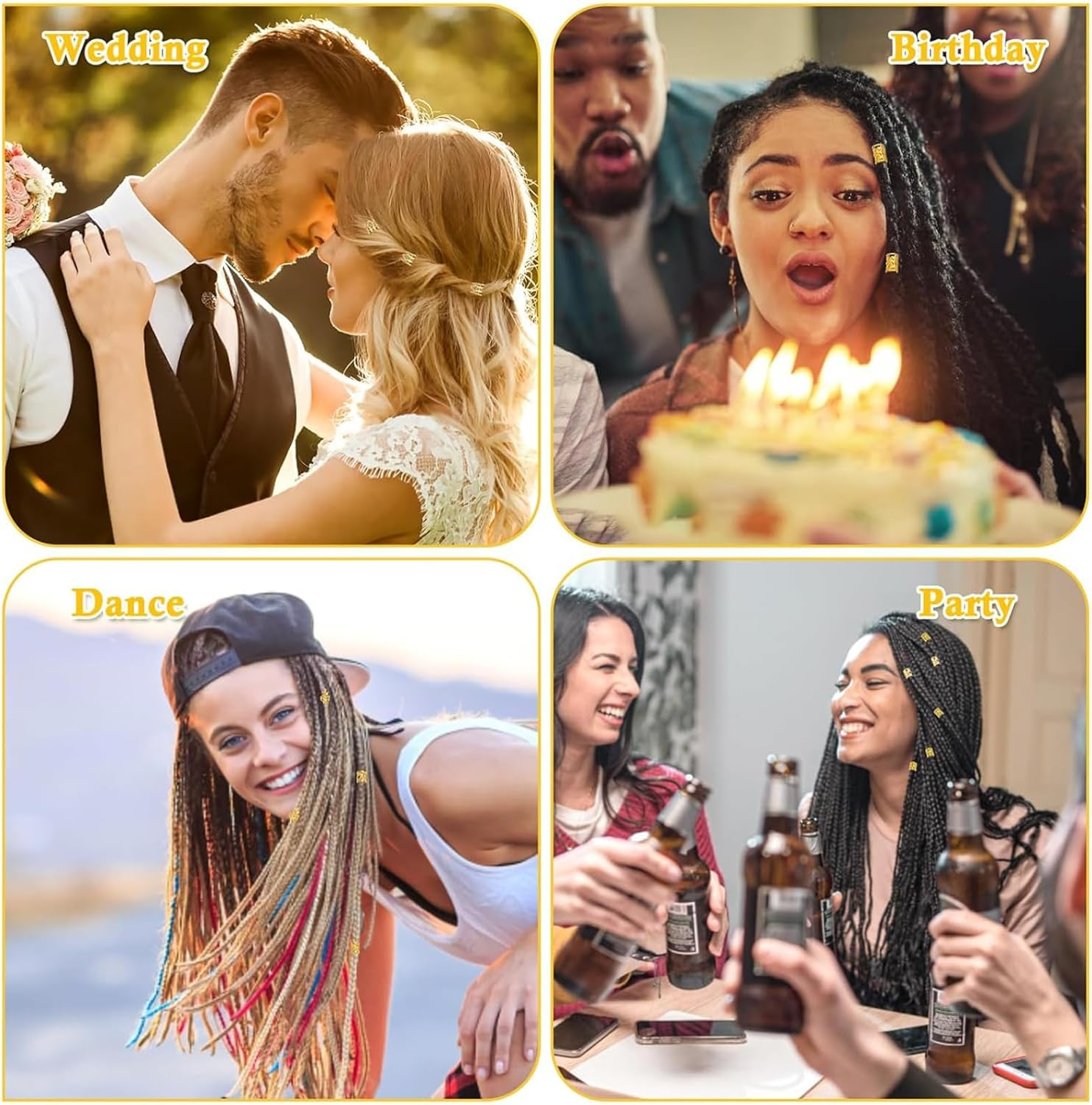 Tavvke 290 Pcs Gold Hair Braid Jewelry Set, Metal Braid Clips, Rings, Cuffs for Dreadlocks, Beards, Extensions and Styling, Hair Accessories for Men, Women, Unisex image number 1