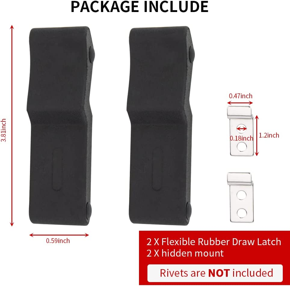 KICRY 2PCS Front Storage Rack Rubber Flexible Draw Compatible with Sportsman 450 570 1000 ETX OEM 7081927 Soft Thermoplastic Elastomer Small over Center Boat Latch Door Handle (Black,2Pcs) image number 4