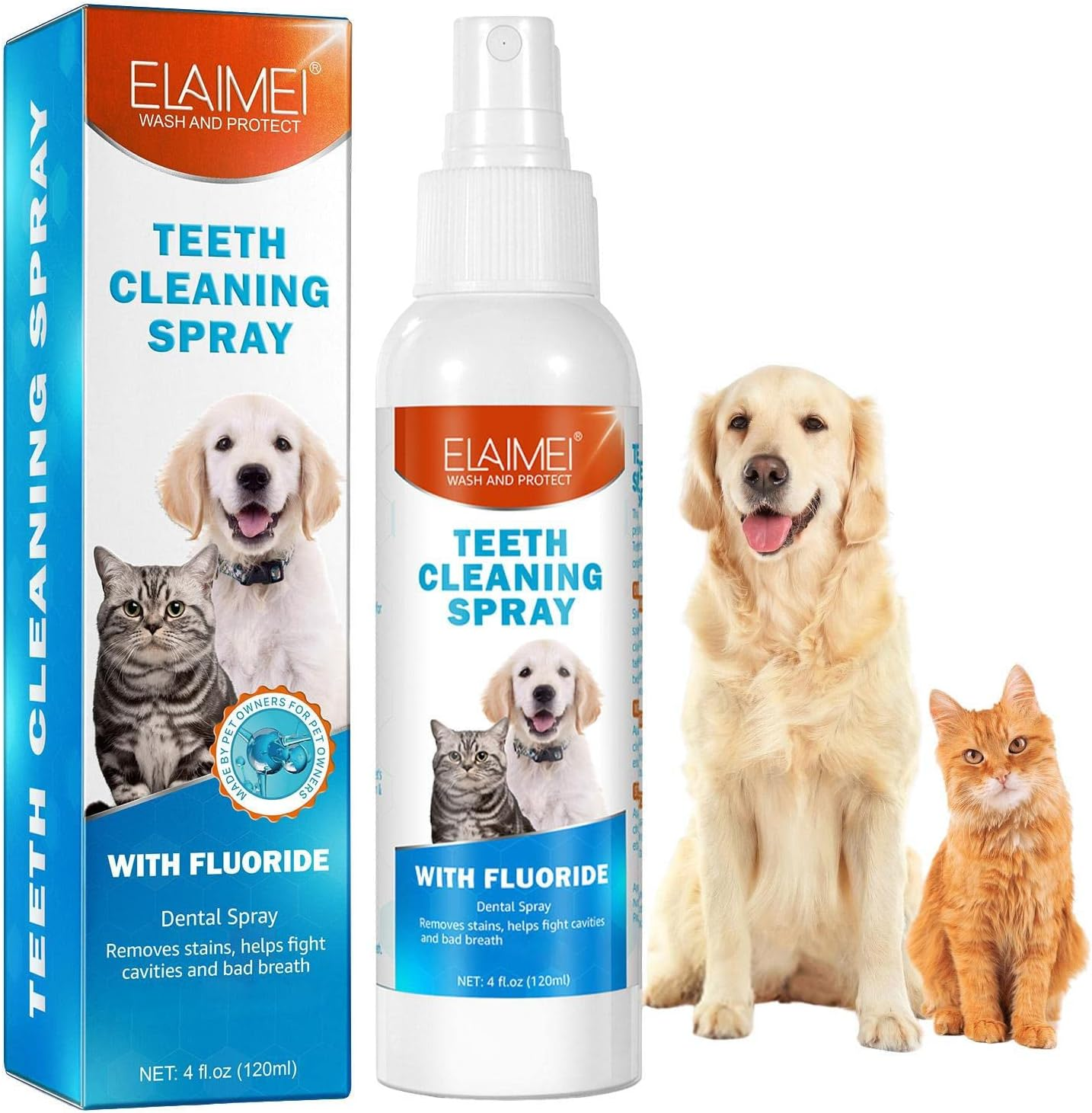 2 Pcs Pet Oral Spray - 4.2Oz Dog Breath Freshener Spray - 4.2Oz Dog Teeth Cleaning Spray Targets Build-Up, Eliminates Bad Breath, Whitens Teeth, Improves Overall Oral Health Jildouf