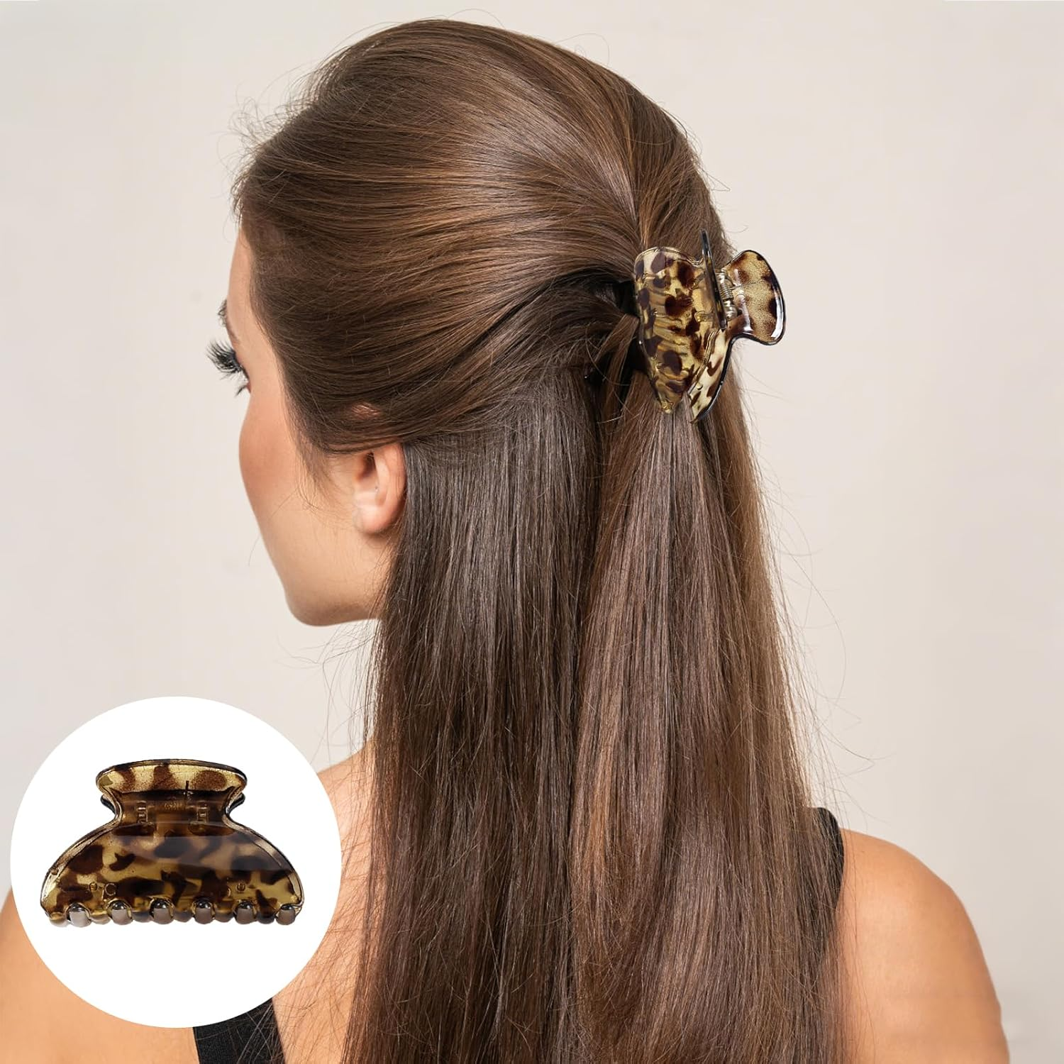 Falafoty Medium Hair Claw Clips for Fine Hair, Acrylic Non-Slip Hair Jaw Clips for Women Thin Thick Hair, French Tortoise Hair Clip, Daily Commuter Hair Styling Accessories for Women Girls (3) image number 2