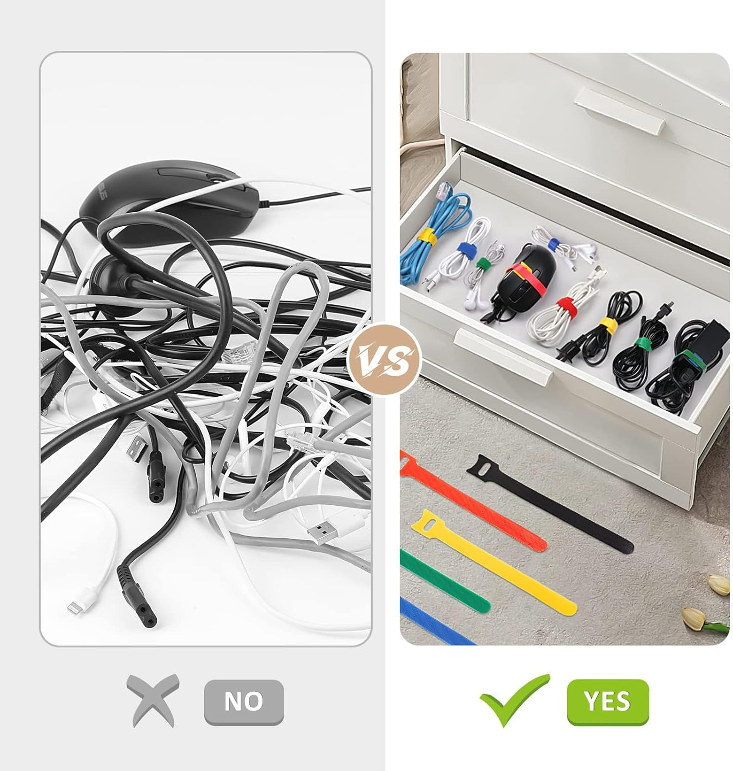 Heatunk 120-Pack 6-Inch Reusable Cable Ties: Adjustable Multi-Purpose Cord Organizer - Cable Management in 5 Colors image number 1